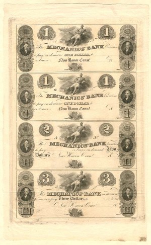 Mechanics' Bank - Uncut Obsolete Sheet - Broken Bank Notes